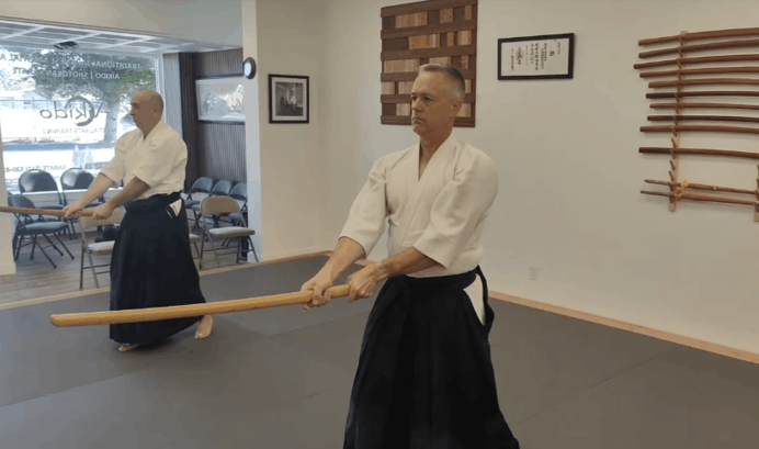 Weapons training wooden sword Tri City Aikido Fremont CA 692x409